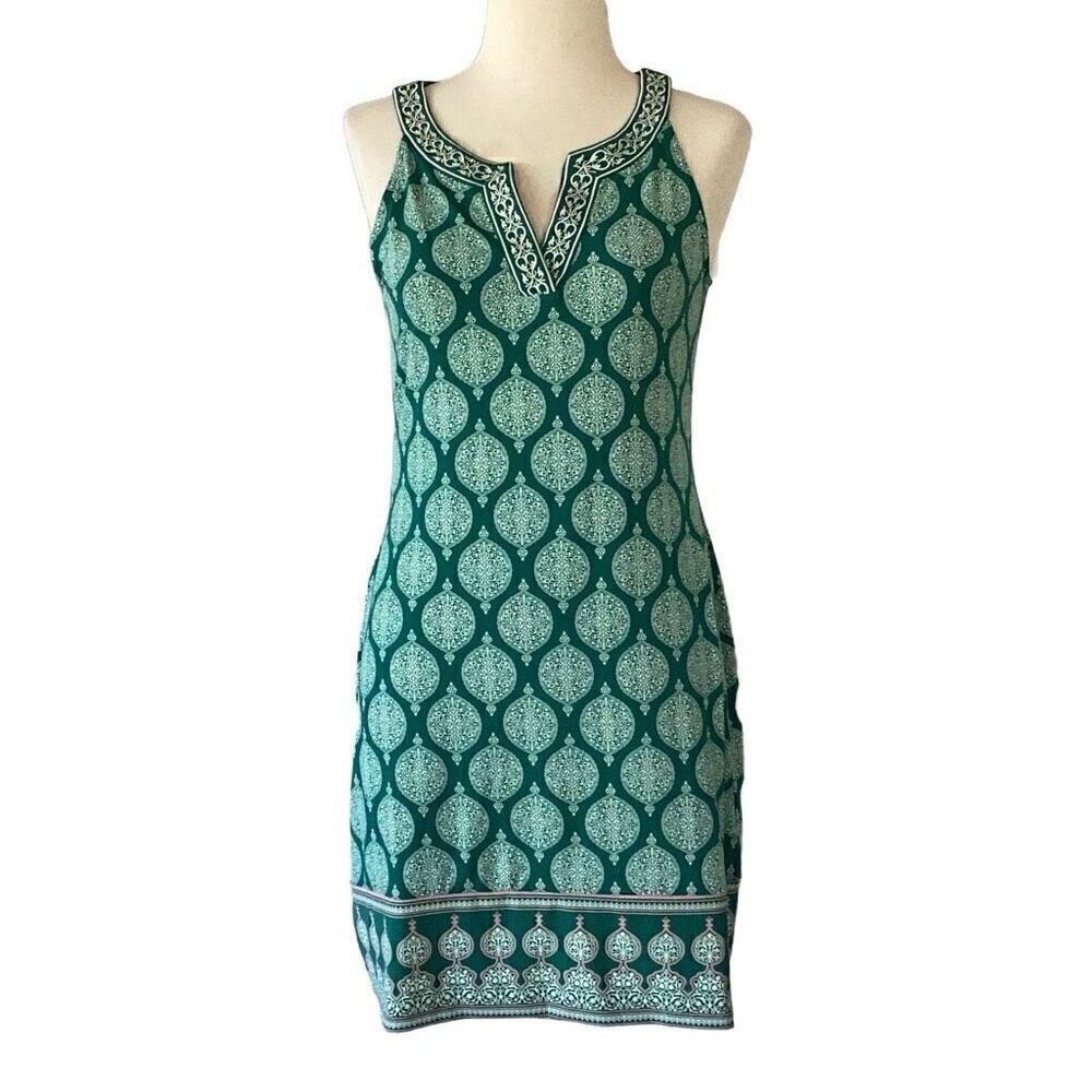Magnolia Grace Jade Green Alhambra Embroidered Knit Dress Women’s Medium